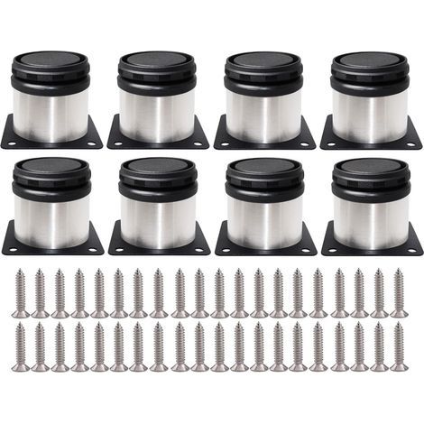 4x Round Table Legs, Furniture Legs, Adjustable Stainless Steel Sofa Legs with Screws - 5cm (1/5)