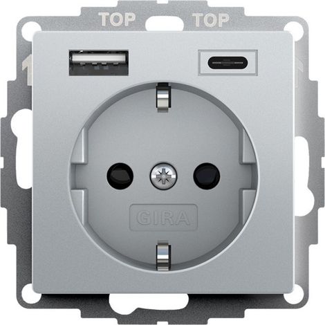 Gira SCHUKO SP USB-Spannungsvers. 2f Typ A/C System 55 F Alu [245926], 2459 26