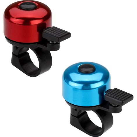Fahrradklingel aus Aluminium, rot und blau