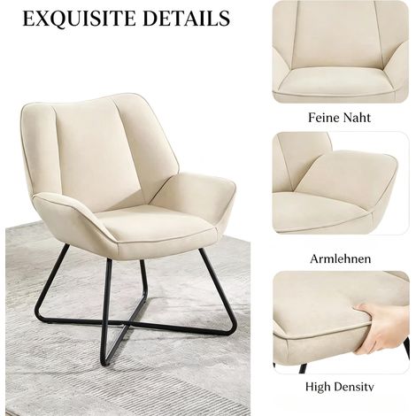 Fauteuil rembourré moderne de salon, lounge ou repos avec oreilles – confortable, design scandinave, idéal pour séjour, bureau ou chambre (1/4)