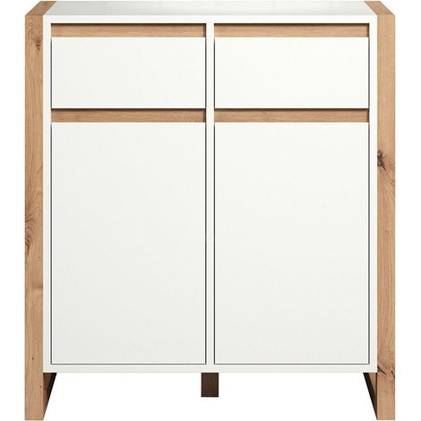 CALICOSY - Petit meuble de rangement 2 portes et 2 tiroirs L78 cm - Dakota (1/5)