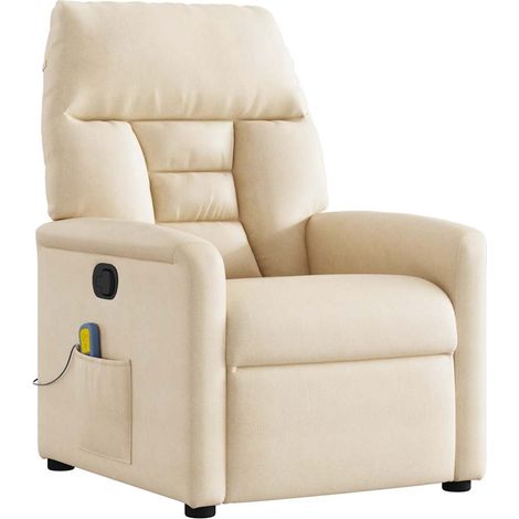Poltrona Massaggiante Reclinabile Beige in Tessuto Microfibra vidaXL (1/5)