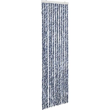 Moustiquaire，Rideau anti-moustique Bleu blanc et argenté 56x185 cm Chenille CFW14950 (1/5)