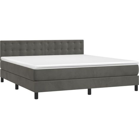Box Spring Bed with Mattress Dark Grey 180x200 cm Velvet vidaXL