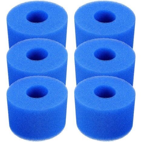 Cartouche de filtre de piscine,Lot de 6 cartouches de filtre de piscine réutilisables et lavables en mousse pour jacuzzi type S1 (bleu) (1/5)