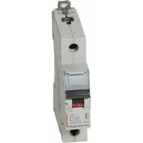 Disjoncteur DX³6000 10kA arrivée haute et départ bas à vis U+N 230V - 10A - courbe C - 1 module - LEGRAND