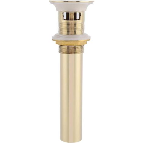 Ej.Life Push Open Waschbecken Ablau Universal Ablaufgarnitur Pop Up Ventil G1 1/4" aus Messing mit Überlauf für Waschbecken & Waschtisch( Gold) (1/5)