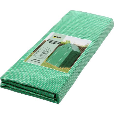 Housse PE pour Serre de jardin avec porte a Cerniera e fenêtres, 140x143x190cm, vert