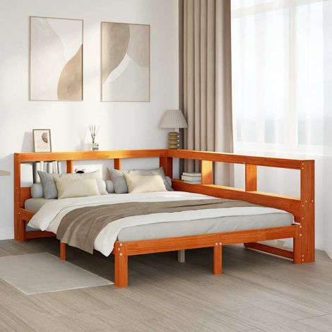 Bookcase Bed without Mattress Wax Brown 140x200 cm Solid Wood Pine vidaXL (1/5)