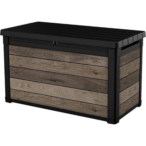 baule da esterno keter "signature deco box 100" in resina effetto legno 380 lt 122,9x62,1x76,6 cm