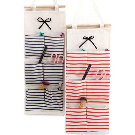 Hängender Aufbewahrungsbeutel, Wandregal aus Stoff, Korb, Aufbewahrungstasche mit 6 Fächern, Organizer-Taschen für Babyspielzeug, Kleiderschrank, Schlafzimmer, Badezimmer, Heimdekoration, 2 Stück (Rot (1/5)