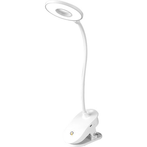 Lampe de lecture à clipser alimentée par piles pour lit, avec 3 niveaux de luminosité, rechargeable par USB (1/5)