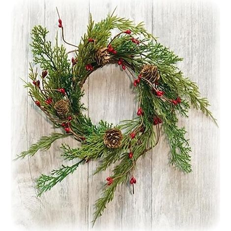 Guirlande De Noël - Couronne En Cèdre Réaliste Avec Pommes De Pin - 30 Cm - Pour Intérieur Porte Fenêtre Mur - 1 Pièce (1/5)