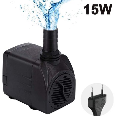 Pompe submersible ultra-silencieuse avec fonction fontaine, câble d'alimentation de 1,5 m et 3 buses pour aquarium, bassin, statues et culture hydroponique.