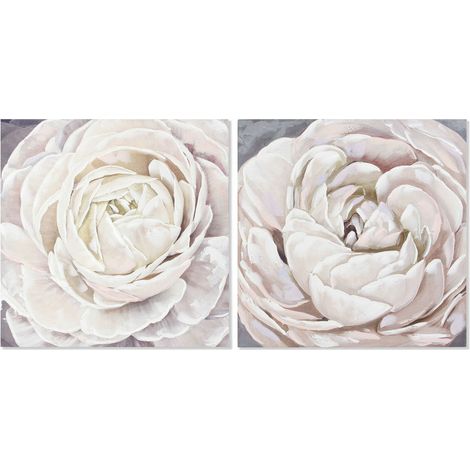 Leinwand DKD Home Decor Leinwand Holz MDF 80 x 3 x 80 cm Blume