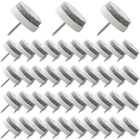 50 Pcs Patin Chaise a Clouer 24mm Blanc Tampon Chaise en Feutre pour Protéger Pieds des Meubles (1/5)