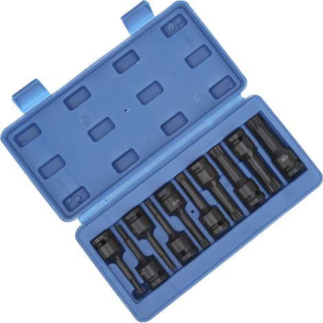 10-teiliges Vierkant-Steckschlüssel-Set 1/2"-Antrieb, Schraubendreherbits, CRMO Impact M5M18, 78 mm Länge, mit Aufbewahrungsbox (1/5)