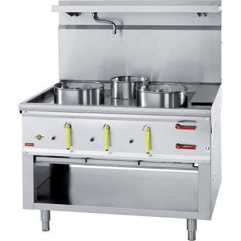 Fourneau wok 3 brûleurs avec rideau d'eau - Diamond (1/4)