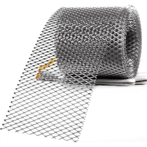 Treillis métallique déployé Inox 304 12.7cm x 6m - Protection de gouttière aluminium flexible et réglable (1/4)