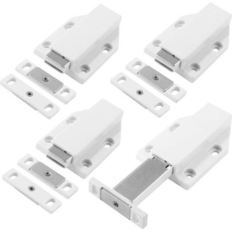 pièces - Loquet de porte - Butée de porte - Ferme-porte - Amortisseur de porte - Arrêts de porte - Sans poignée - Butées d'amortisseur - Magnétique - blanc - ABS - pour armoire et Meubles - Ouvre-port (1/5)