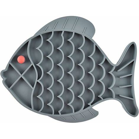 Gamelle dalimentation Lente, gamelle Chat Anti glouton, 1 pièces gamelle Anti glouton, Fabriqué en Silicone sûr, Non Toxique, Anti étouffement, pour Chats, Chiens (19 x 24,5cm, Gris) (1/5)