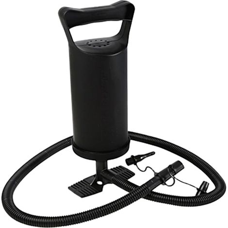 Bomba de aire manual de doble carrera con 2 boquillas, 2 x 1,2 L, bomba de aire manual para piscinas y colchones de aire, color negro. (1/4)