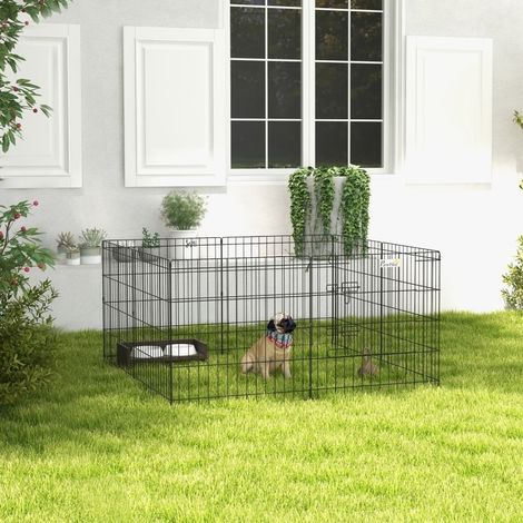 Parque para perros y cachorros, metal, con puerta, 61 cm, negro HAVRYA (1/3)