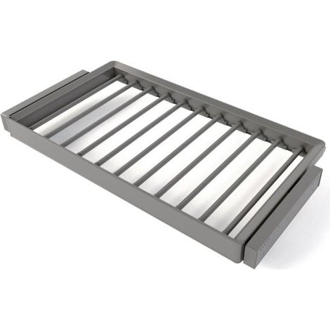 EMUCA Kit de porte-pantalon à 7tringles et rack ajustable Quartz pour armoires -  glissières extension totale et à fermeture douce -  Module 90cm -  Finition Titane (1/5)