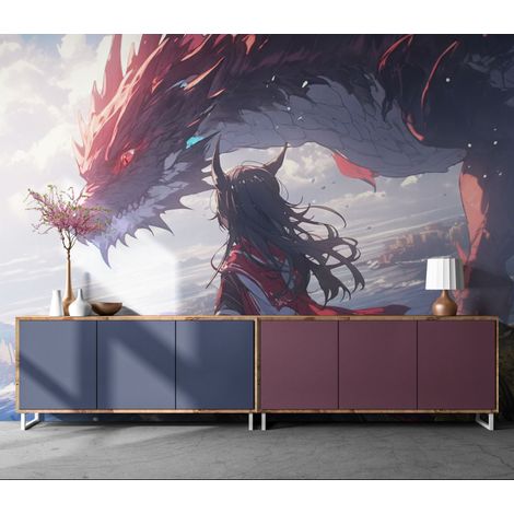 Papier peint anime dragon l appel du ciel rouge - 150 x 250 cm (1/2)