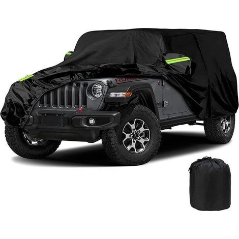 Wasserdichte Autoabdeckung für Jeep Wrangler 2-Türer – 210D Oxford-Gewebe – 100 % wasserdicht – UV-Schutz – Winddichte Gurte (1/5)