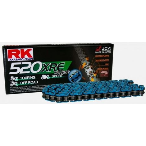 Chaîne RK DRIVE BB520XRE-120 (XW-RING) LUG (CLF) INCLUSE COULEUR BLEUE (CAPACITÉ : JUSQU'À 800 CCM) (36,5 KN)