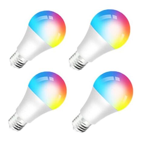 Pair - Lot de 4 Ampoules LED RGB Intelligentes, Wi-Fi, E27, 9W, 850lm, Commande Vocale, Compatible Amazon Alexa et Google Home, Lumière Colorée (1/5)