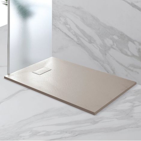 Piatto Doccia Effetto Pietra Sottile Antiscivolo Moderno - Formato: 80 x 120 cm - Colore: Tortora (1/4)