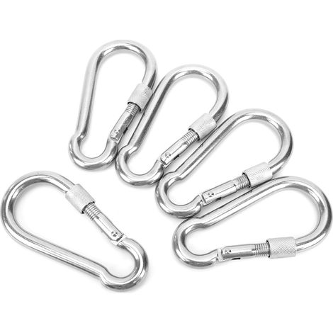 Mousqueton de verrouillage robuste 120mm, 5 pièces avec écrou de sécurité pour randonnée et camping