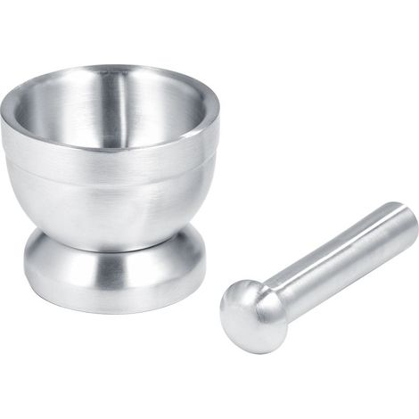Set composto da mortaio e pestello in acciaio inox, ciotola per mescolare e macinare, utensile da cucina per tritare l'aglio. (1/5)