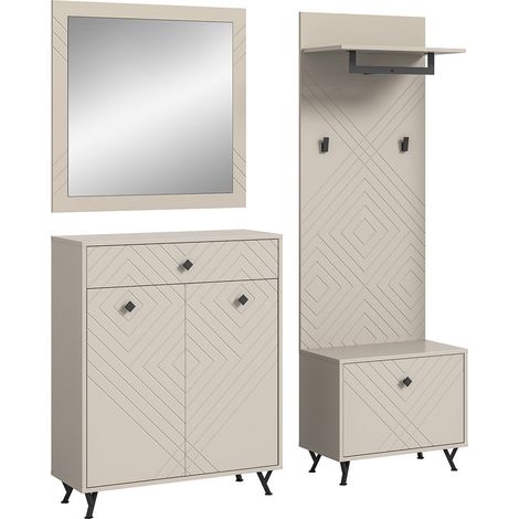 Notes Garderobenmöbel Set matt beige.