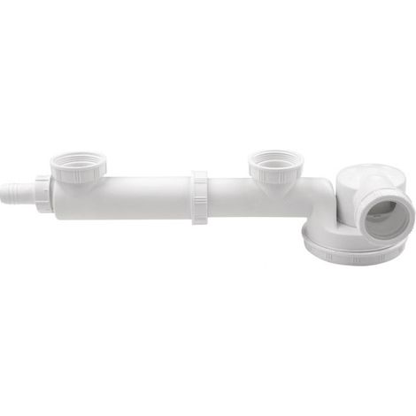 Wirquin – Siphon évier double bas 6/4" x 40 mm – Réglable 160-280 mm – Garde d'eau 50 mm – Prise pour lave-vaisselle – Plastique durable (1/4)