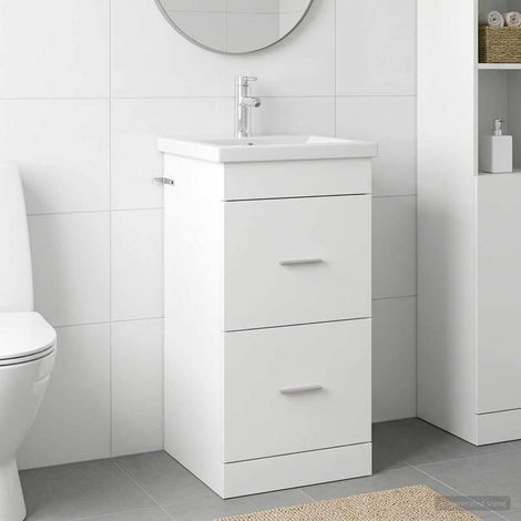 vidaXL Meuble de salle de bain avec évier Blanc 42 x 40 x 84,5 cm (1/5)