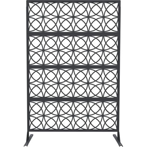 Sichtschutz, Freistehendes Metall-Design, Wetterfeste Konstruktion, Rund – Schwarz (1/2)