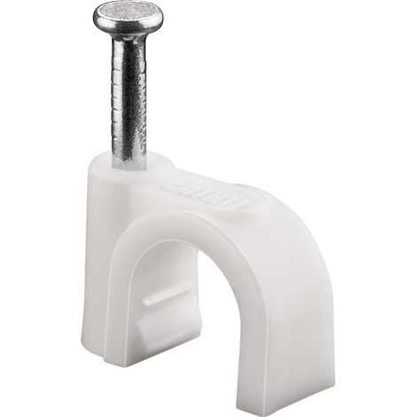 Serre-câbles, jeu de 100 / Support de câbles pour fixation de câbles jusqu'à 8mm de diamètre / Serre-câbles avec clou pour mur, coins et montage en saillie / 100 pièces / blanc (1/5)