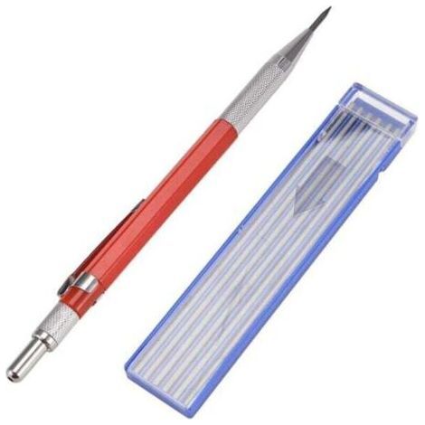 Welding Pencil with 12 Silver Streak Refills, XU, Metal Markers for Pencils Mechanical Welding, Manufacturing, Red - (1/4)