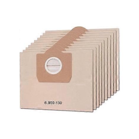 Lot de 10 sacs filtrants en papier de rechange pour aspirateurs Karcher 6.959-130.0 WD3 WD3P MV3 A2204 A2254 A2604, compatibles avec les modèles eau et poussière.-AquaForge (1/4)