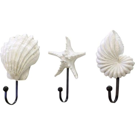 Bardusch-Crochet Mural patères, 3pcs Coquillage Marin Multifonctionnel, Crochet étoile de mer et conque, Support Mural décoratif Simple océan pour la Maison, Manteaux, Chapeaux, Sacs, Serviettes