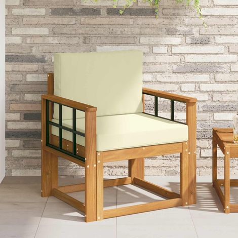 Outdoor-Sofa Massives Akazienholz und Polyester Natur