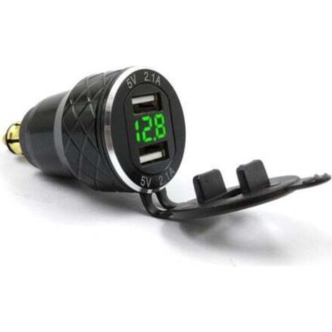 Chargeur USB pour moto – Affichage tension métal, prise européenne, vert – Compatible BMW/Ducati (1/5)