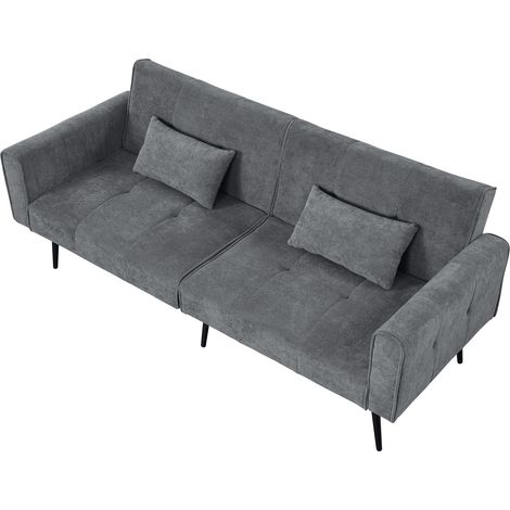 Divano letto convertibile 3 posti in tessuto grigio con schienale regolabile MODENUIT (1/5)
