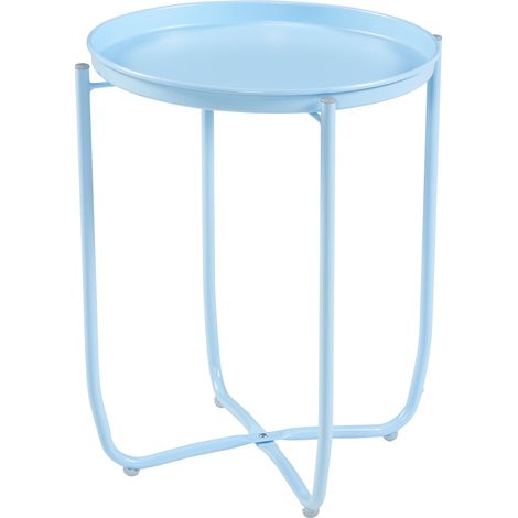 Tavolino da caffè con consolle laterale e piano in acciaio rimovibile 53 x 40 cm azzurro cielo 030010760