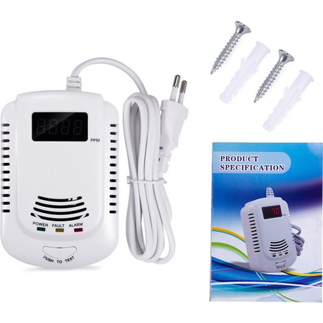 Détecteur Combi Gaz et CO à Alarme Vocale, Capteur Double, pour Maison Cuisine Chambre (1/5)