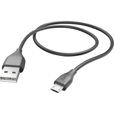 Hama USB-Ladekabel USB 2.0 USB-A Stecker, USB-Micro-B Stecker 1.50 m Schwarz 00201586