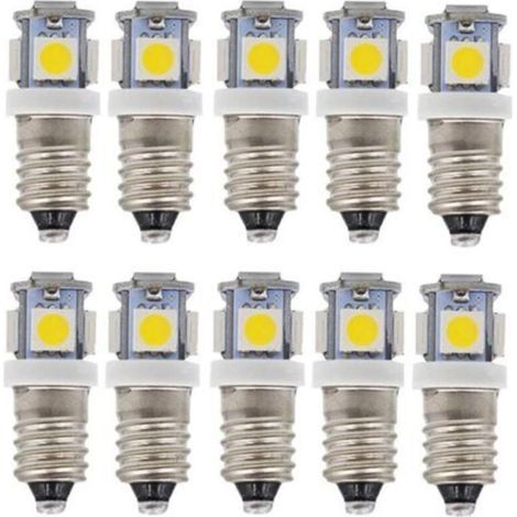 E10 AC LED Ampoules-10 pcs 6V 5 lampes LED-E10 Miniature Vis 50Lm (AC 6V) (1/5)